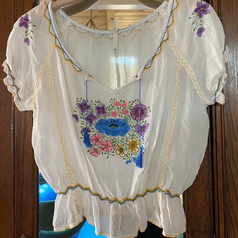 Sheer embroidered blouse